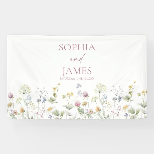 Wilde Bloem Bloemen Tuin Bruiloft Spandoek (Horizontaal)