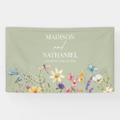 Wilde Bloem Bloemen Tuin Bruiloft Spandoek (Horizontaal)