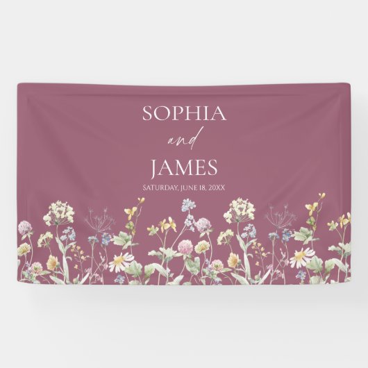 Wilde Bloem Bloemen Tuin Bruiloft Spandoek (Horizontaal)