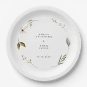 Wilde bloem bloemenelegante minimale bruiloft deco papieren bordje (Voorkant)