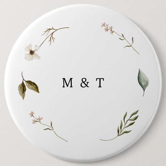 Wilde bloem bloemenelegante minimale bruiloft deco ronde button 6,0 cm (Voorkant)