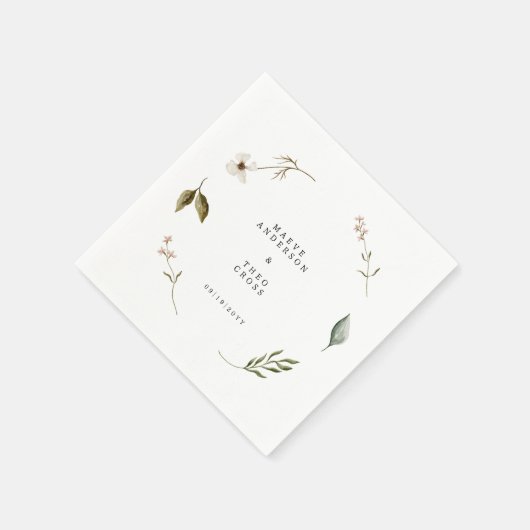 Wilde bloem bloemenelegante minimale bruiloft deco servet (Hoek)