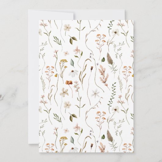Wilde bloem bloemenelegante minimale bruiloft kaart (Achterkant)
