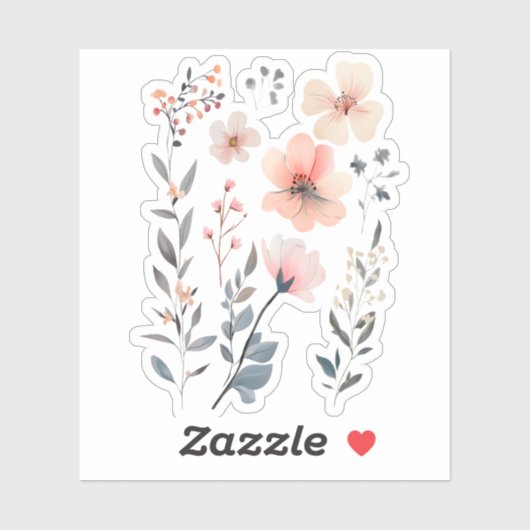 Wilde Bloem-Bloemig-Schattig Sticker (Vel)