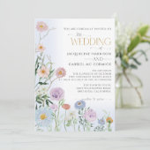 Wilde Bloem Bloemige Elegante Waterverf Blauwe Bru Kaart (Staand voorkant)