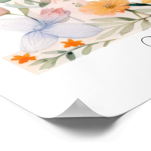 Wilde bloem bloemige initiaal letter B print (Hoek)