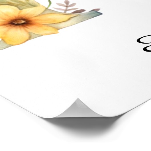 Wilde bloem bloemige initiele letter A print (Hoek)