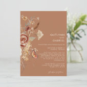 Wilde Bloem Bloemige Terracotta Waterverf Huwelijk Kaart (Staand voorkant)