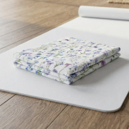 Wilde Bloem Bloemmotief Waterverf Blauw Paars Handdoek