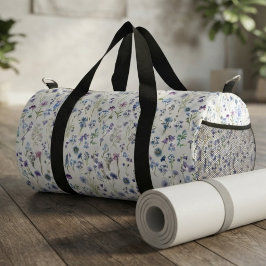 Wilde Bloem Bloemmotief Waterverf Blauw Paars Plunjezak