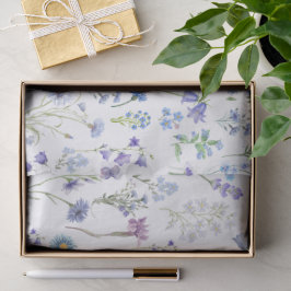 Wilde Bloem Bloemmotief Waterverf Blauw Paars Tissuepapier