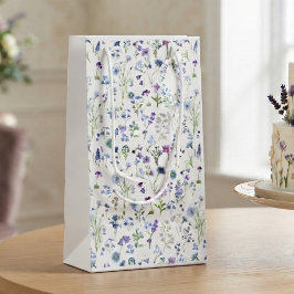 Wilde Bloem Bloempatroon Waterverf Blauw Paars Klein Cadeauzakje
