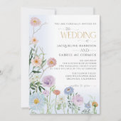 Wilde Bloem Bloemrijke Elegante Waterverf Blauwe B Kaart (Voorkant)