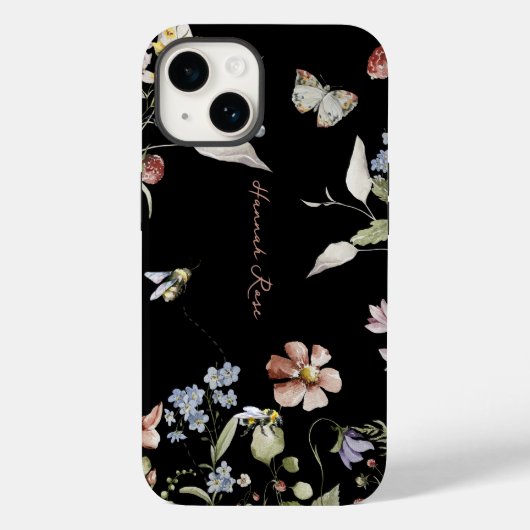 Wilde Bloem Bloemrijke Hommels | Monogram  Case-Mate iPhone Case (Achterkant)