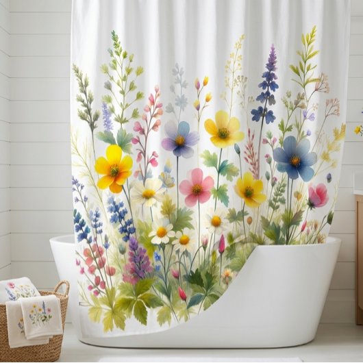 Wilde Bloem Bloemstuk Badkamer Douchegordijn