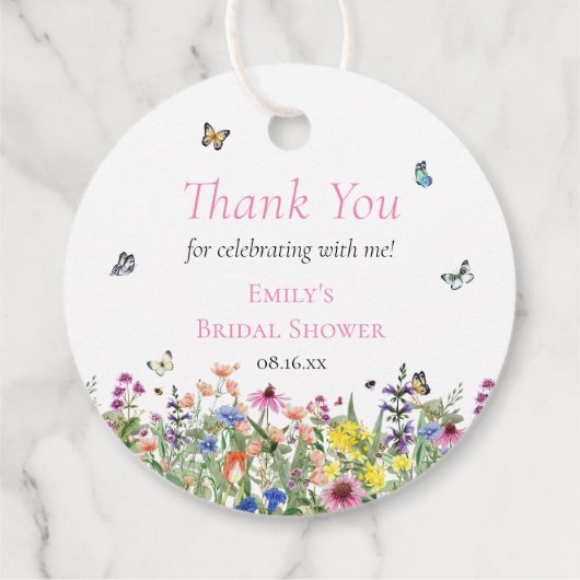 Wilde Bloem Bloemstuk & Vlinders Bedankt Bedankjes Labels (Achterkant)