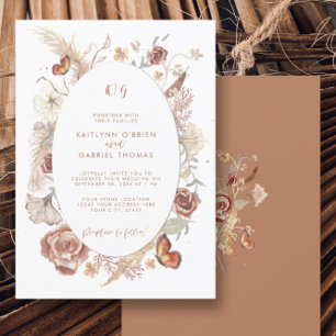 Wilde Bloem Bloemvlinder Terracotta Aquarel Kaart