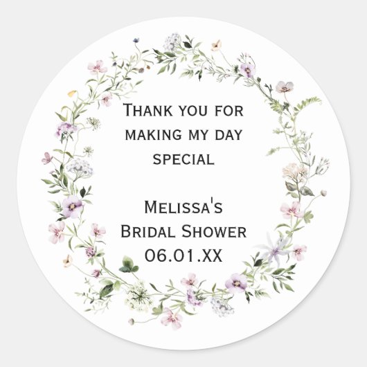 Wilde Bloem Bloesemt Stickers met Naam (Voorkant)