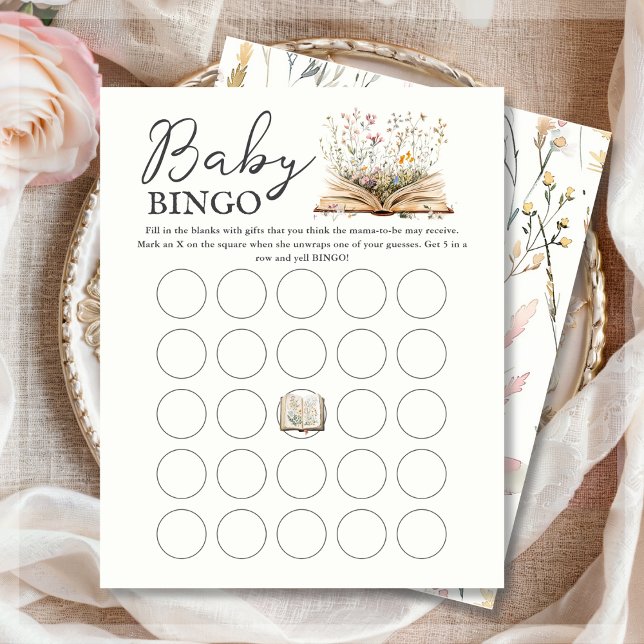 wilde bloem | Boek Thema Baby Bingo Spelbladen (Creator heeft geüpload)