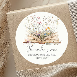 wilde bloem | Boek Thema Baby shower Favoriet Stic Ronde Sticker