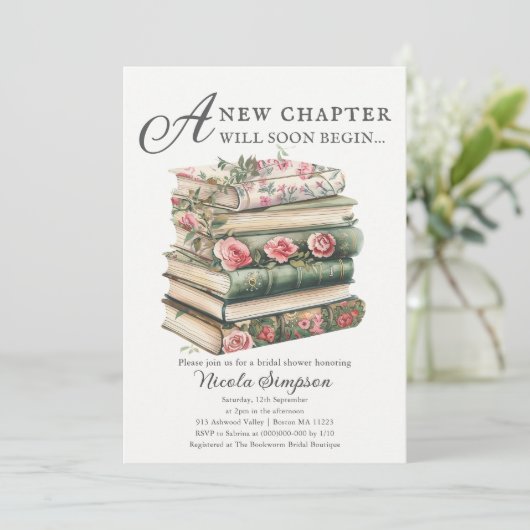 wilde bloem | Boek Thema Bruids Douche Uitnodiging (Staand voorkant)