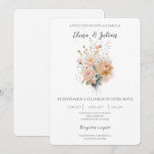 Wilde bloem boeket Spaanse bruiloft uitnodiging (Voorkant / Achterkant)