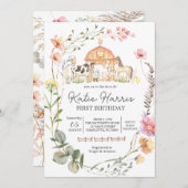 Wilde bloem Boerderij Birthday Invitation Kaart (Voorkant / Achterkant)