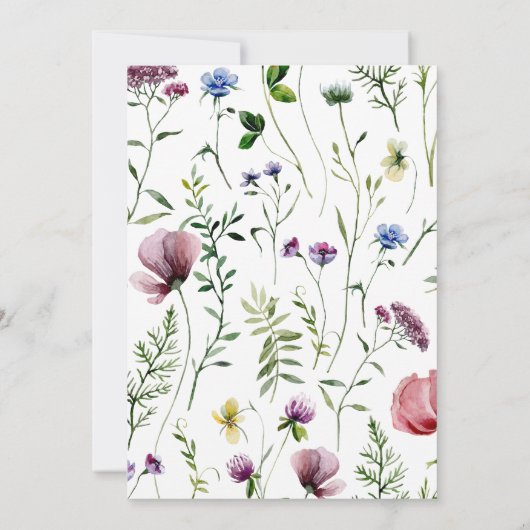 Wilde bloem Boho 1e verjaardag Uitnodiging (Achterkant)