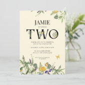 Wilde bloem Boho 2e verjaardag van de uitnodiging  (Staand voorkant)