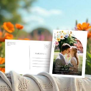 wilde bloem   Boho Arch Foto Sla de datum op Briefkaart