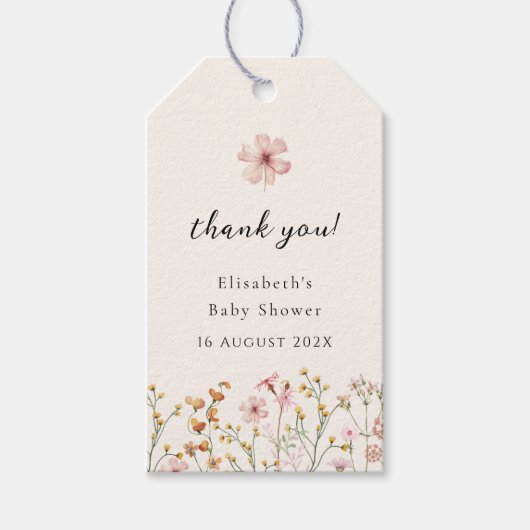 Wilde Bloem Boho Baby Shower Cadeaulabel (Voorkant)