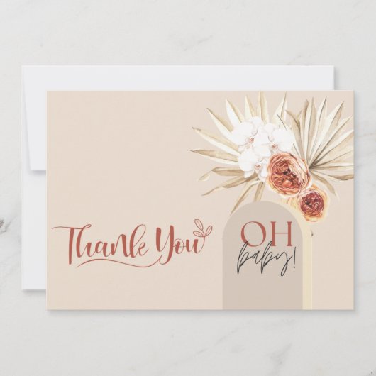 Wilde Bloem Boho Baby Shower Dankkaart Sjabloon (Voorkant)