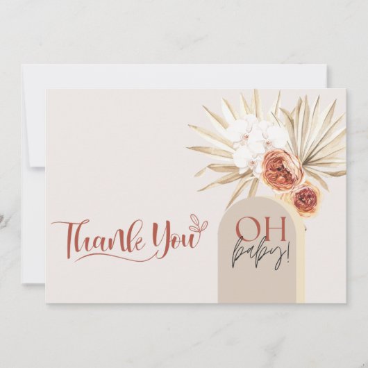 Wilde Bloem Boho Baby Shower Dankkaart Sjabloon (Voorkant)