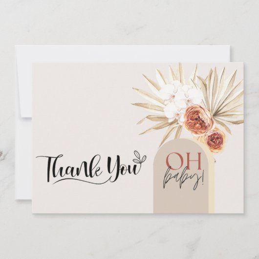 Wilde Bloem Boho Baby Shower Dankkaart Sjabloon (Voorkant)