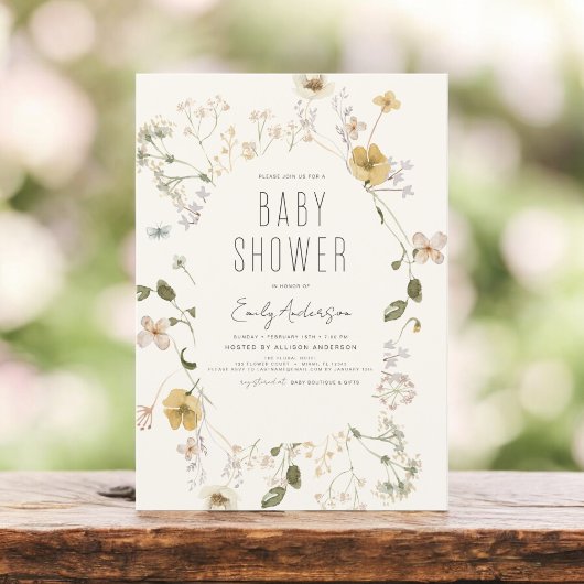 Wilde Bloem Boho Baby Shower Elegant Modern Kaart
