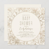 Wilde bloem Boho Baby shower Gold Modern Kaart (Voorkant / Achterkant)