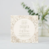 Wilde bloem Boho Baby shower Gold Modern Kaart (Staand voorkant)
