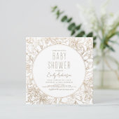 Wilde Bloem Boho Baby Shower Goud Modern Kaart (Staand voorkant)
