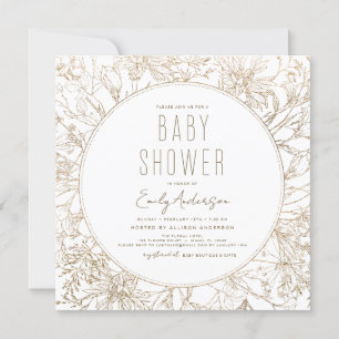 Wilde Bloem Boho Baby Shower Goud Modern Kaart