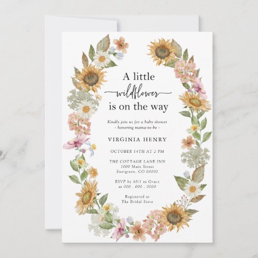 Wilde Bloem Boho Baby Shower Kaart (Voorkant)