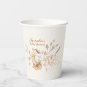 Wilde Bloem Boho Baby Shower Papieren Bekers (Achterkant)