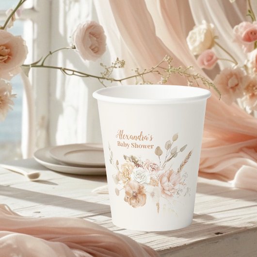 Wilde Bloem Boho Baby Shower Papieren Bekers