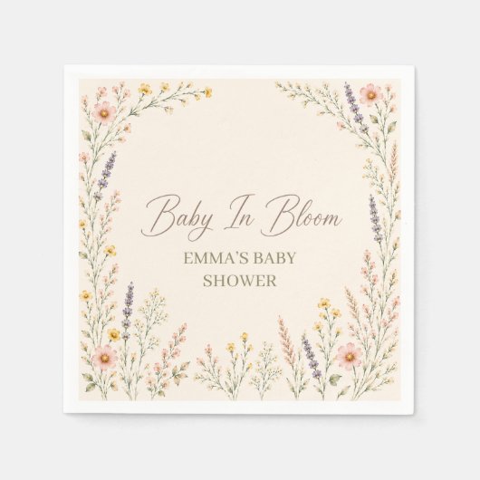 Wilde bloem Boho baby shower papieren servetten (Voorkant)