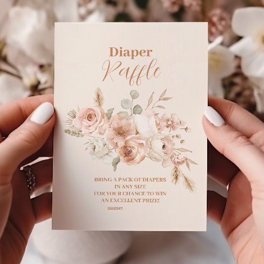 Wilde Bloem Boho Baby Shower Verlotingsluier Informatiekaartje