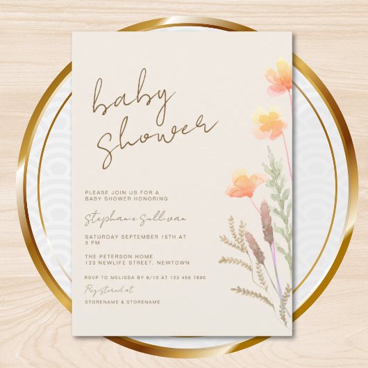 Wilde bloem Boho babyborrel Kaart