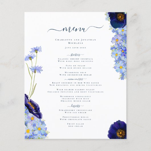 Wilde Bloem Boho Blauwe Bruiloft (Voorkant)