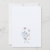 Wilde Bloem Boho Blauwe Bruiloft Kaart (Achterkant)