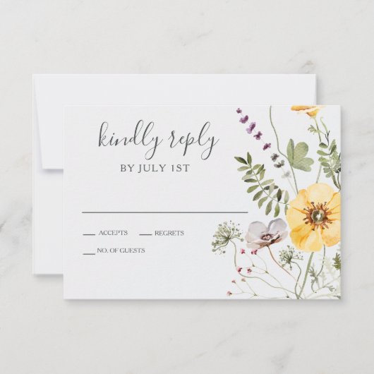 Wilde Bloem Boho Bloem Bruiloft RSVP Kaartje (Voorkant)