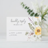 Wilde Bloem Boho Bloem Bruiloft RSVP Kaartje (Staand voorkant)