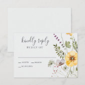 Wilde Bloem Boho Bloem Bruiloft RSVP Kaartje (Voorkant / Achterkant)